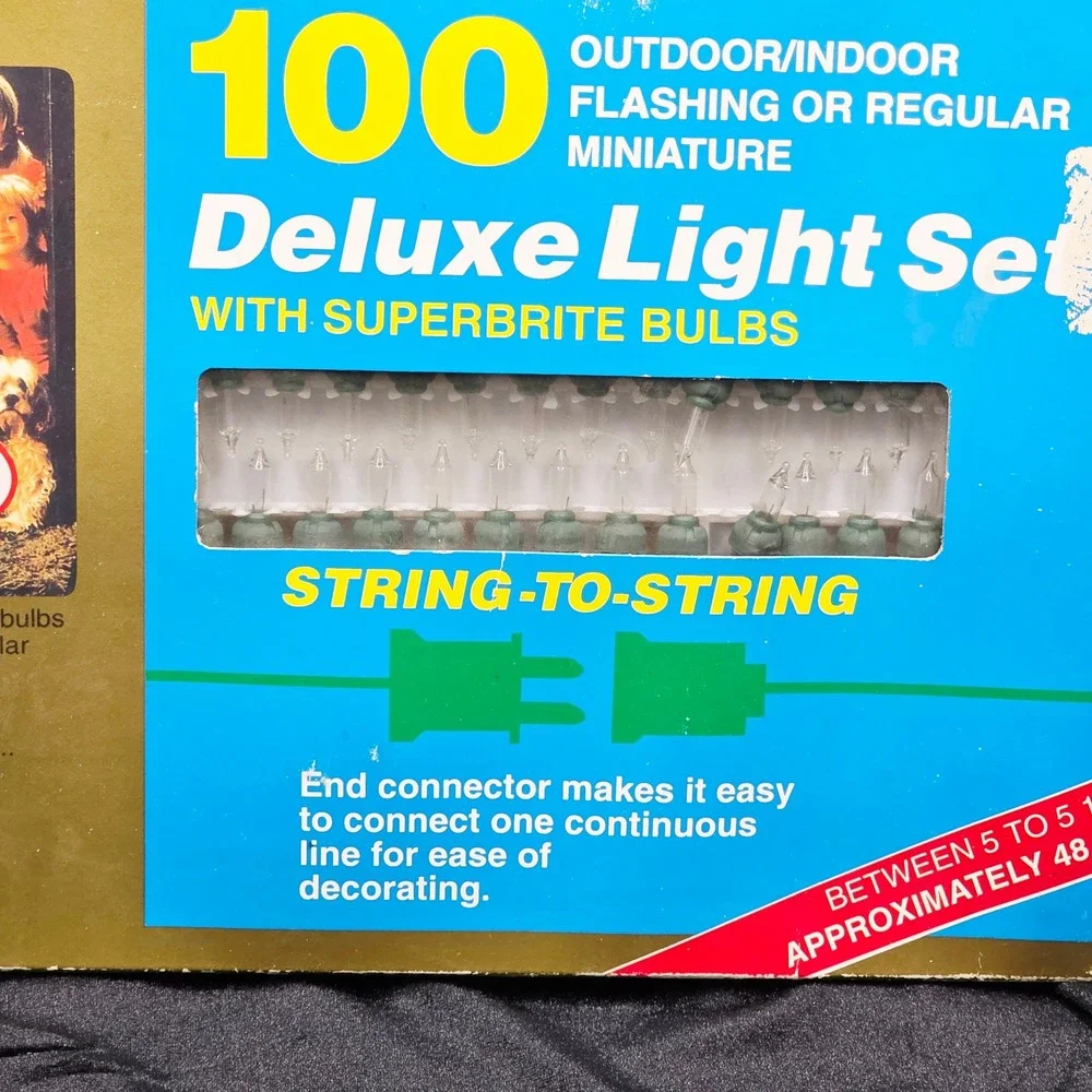 Vintage JoyBrite 100 Count Outdoor Indoor Flashing Regular Miniature‎ Light Set